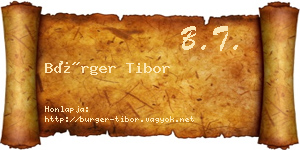 Bürger Tibor névjegykártya